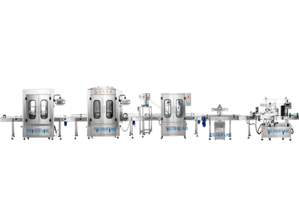 全自動(dòng)灌裝旋蓋貼標(biāo)日化生產(chǎn)線